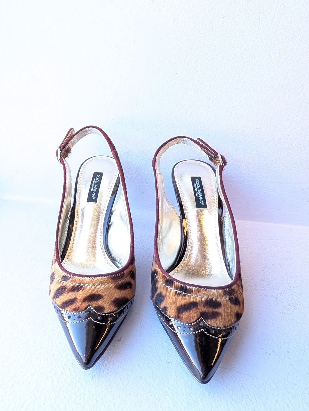 Dolce & Gabbana Leopard Print Slingback Pumps - 5.5